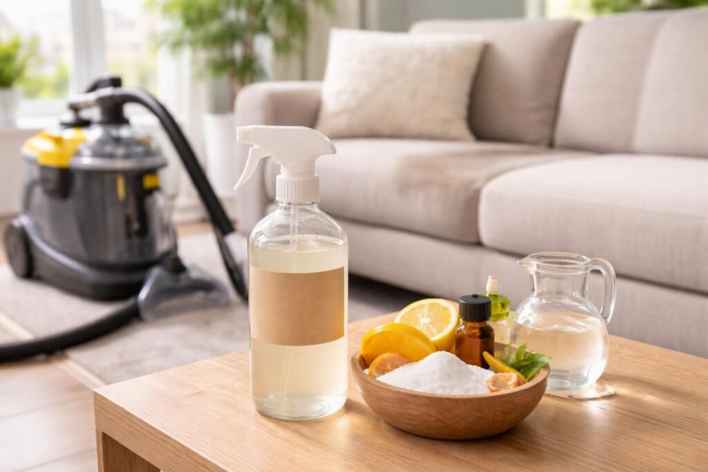 découvrez comment fabriquer un produit maison efficace pour shampouineuse et canapé, idéal pour éliminer les taches tenaces facilement et naturellement.