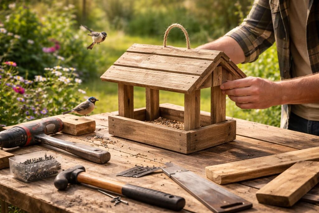 découvrez comment fabriquer une mangeoire d'oiseaux originale et créative à partir d'une palette recyclée. guide étape par étape pour un projet diy écologique et décoratif.