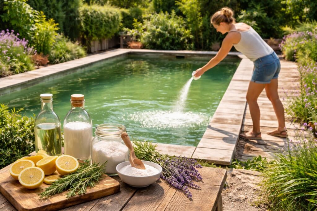 découvrez des remèdes de grand-mère efficaces pour transformer votre piscine et obtenir une eau verte parfaitement claire et saine.