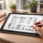 Aménagement intérieur : plans au stylet sur tablette tactile Microsoft