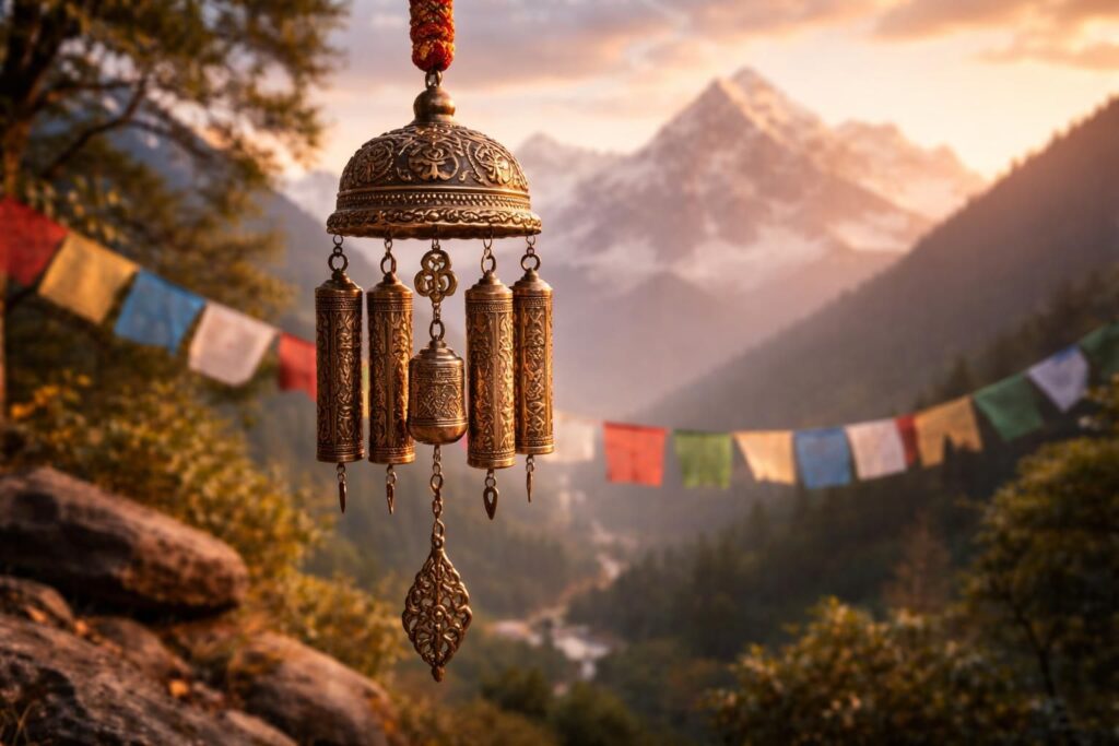découvrez le carillon à vent tibétain, un symbole authentique de paix et d'harmonie culturelle, idéal pour apporter sérénité et équilibre à votre espace.