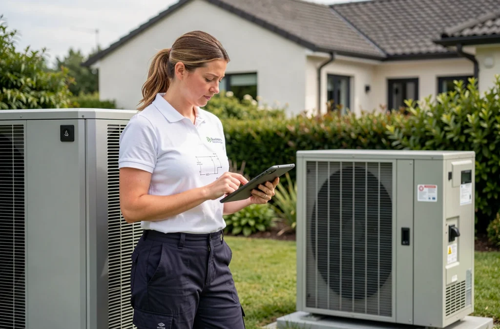 Experte en pompe à chaleur air-eau et climatisation air-air consultant des plans d'installation